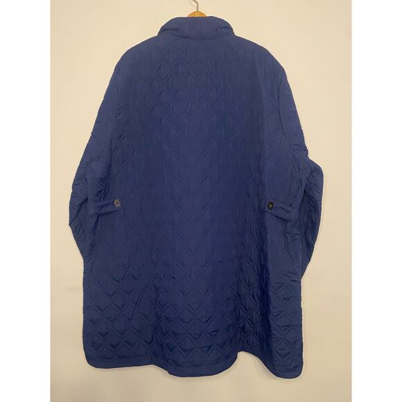 Lands End Womens Blue Quilted Barn Chore Jacket Zip Button Preppy Plus Size 3X - Picture 12 of 16